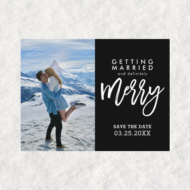 Carte Postale Se Marier Mariage photo Enregistrer la date (Getting Married and Definitely Merry Save The Date Postcard)