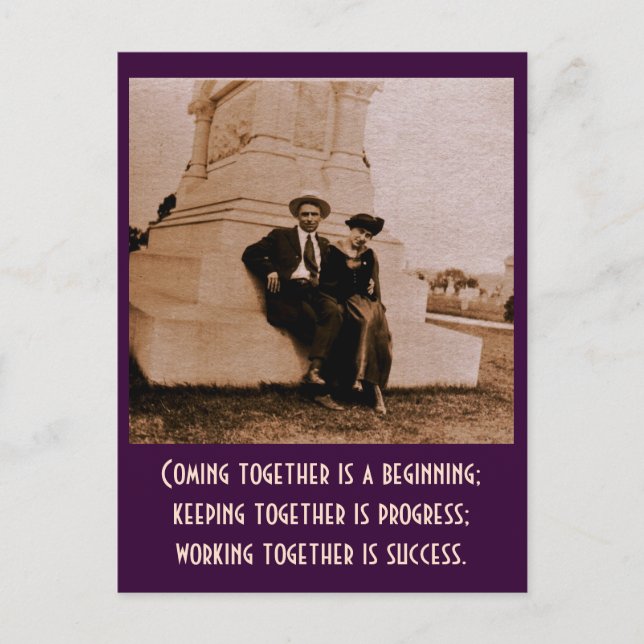 Carte Postale Se rassembler est un début ; se tenir ensemble.. (Devant)