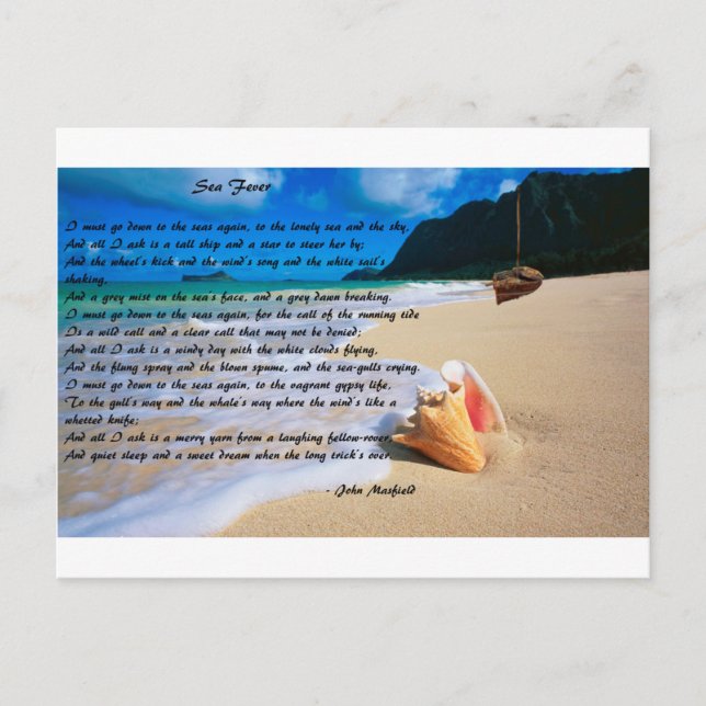 Carte Postale Sea Fever by: John Masefield (Devant)