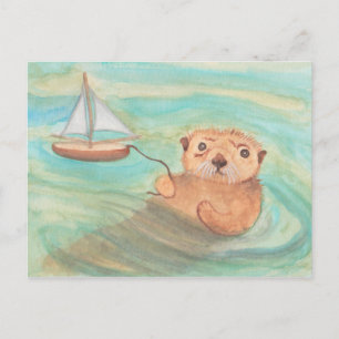 Carte Postale Sea Otter & Sailboat