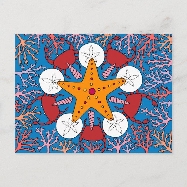 Carte Postale Sea Star et Coral (Devant)