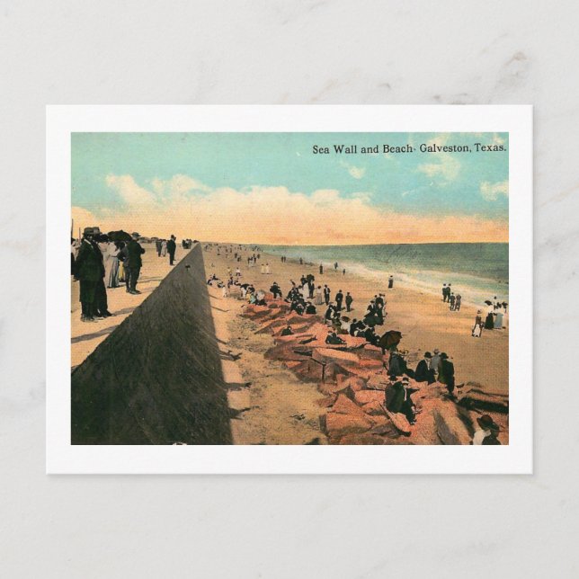 Carte Postale Sea Wall, Galveston, Texas 1912 Vintage (Devant)