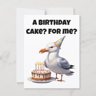 Carte Postale Seagull Anniversaire Surprise - Gâteau Pas Sûr!