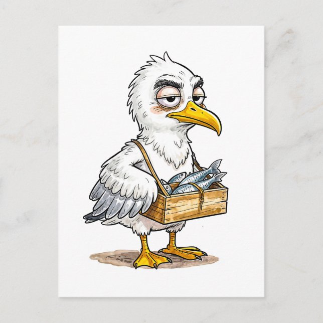 Carte Postale Seagull Carrying Fish Crate at the Coast (Devant)