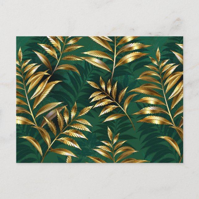 Carte Postale Seamless pattern with golden ferns (Devant)