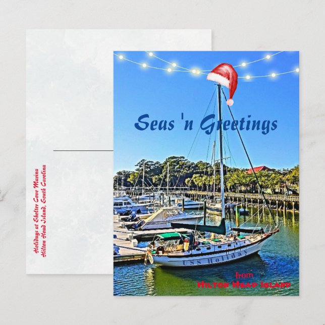 Carte Postale Seas n Salutations de Hilton Head Island Christmas (Devant / Derrière)