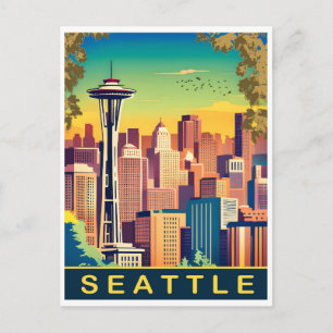 Carte Postale Seattle, Ciel de la ville, État de Washington, Voy