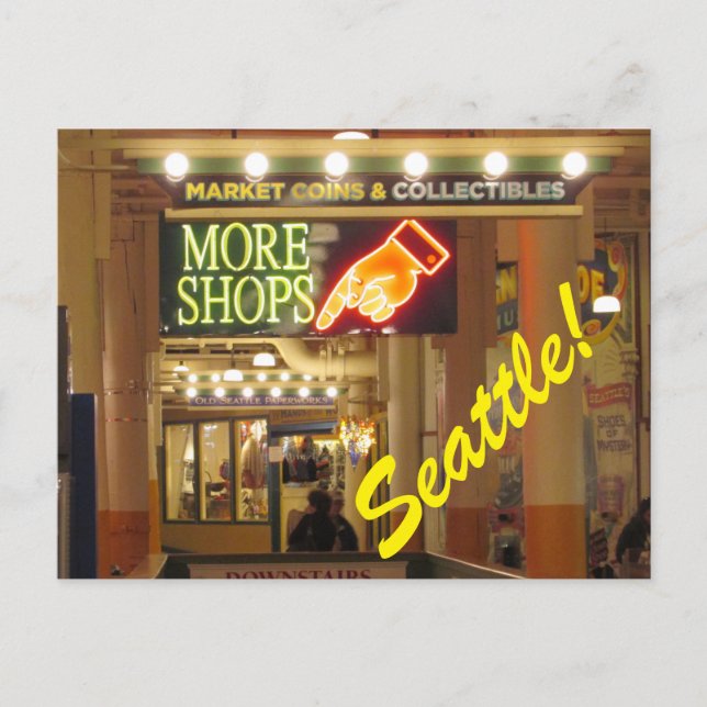 Carte Postale Seattle! Escalier du marché de Pike Street (Devant)