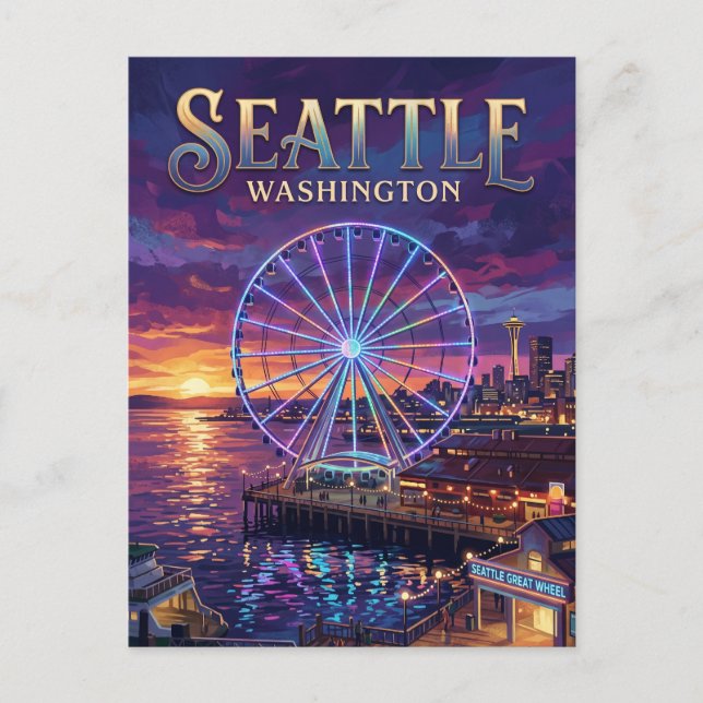 Carte Postale Seattle Great Wheel USA (Devant)