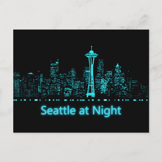 Carte Postale Seattle la nuit (Devant)