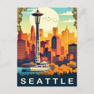 Carte Postale Seattle, rivière Duwamish, Croisière, Voyage
