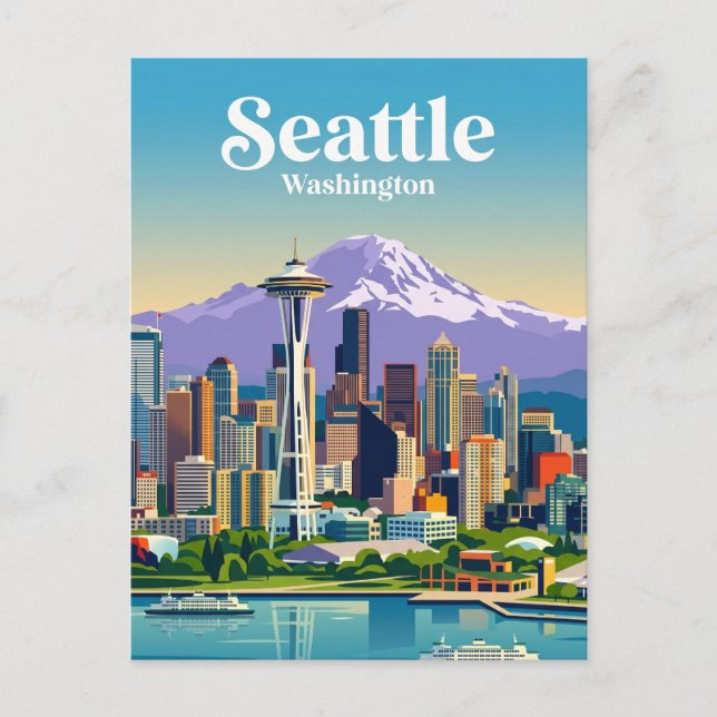 Carte Postale Seattle Skyline États-Unis (Devant)