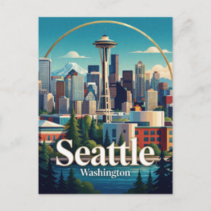 Carte Postale Seattle USA Tour Eiffel Montagne Voyage