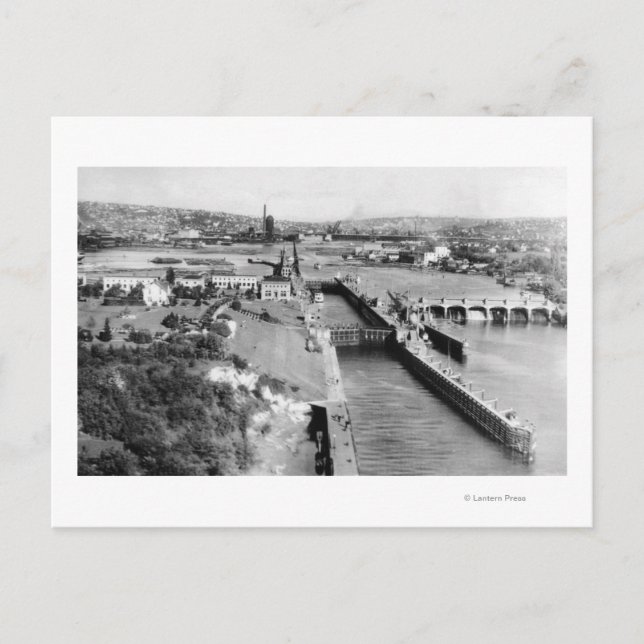 Carte Postale Seattle, WA États-Unis Verrous du gouvernement Vue (Devant)