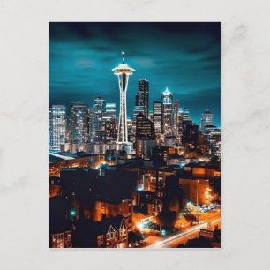 Carte Postale Seattle Washington City Skyline la nuit