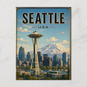 Carte Postale Seattle Washington Emerald City Scène Montagneuse