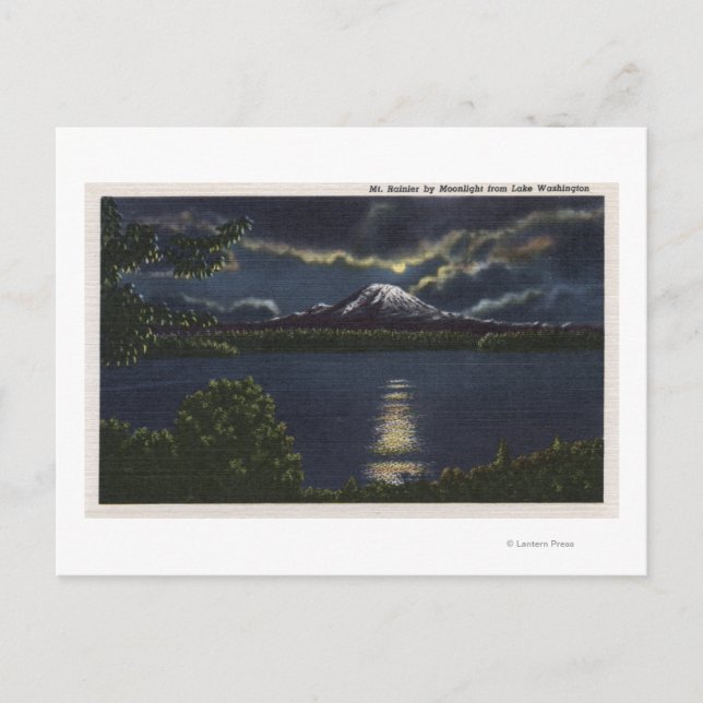 Carte Postale Seattle, Washington - Lune Vue sur le mont. (Devant)