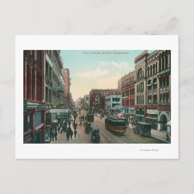 Carte Postale Seattle, Washington Vue aérienne de la première av (Devant)