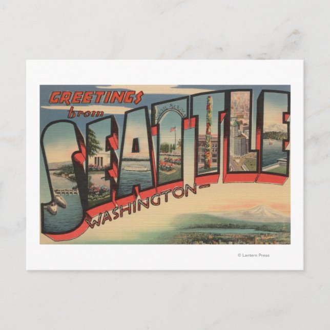 Carte Postale Seattle, WashingtonGrandes lettres Scènes 2 (Devant)