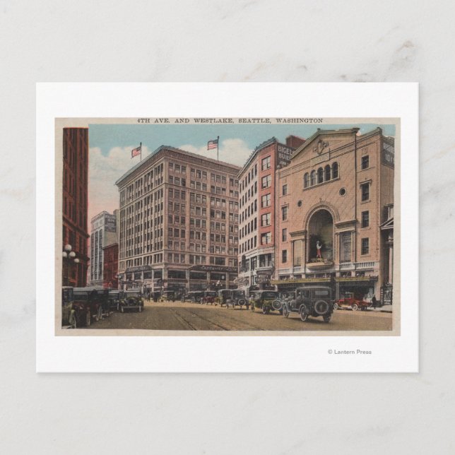 Carte Postale Seattle, WAView de 4th Ave & Westlake (Devant)
