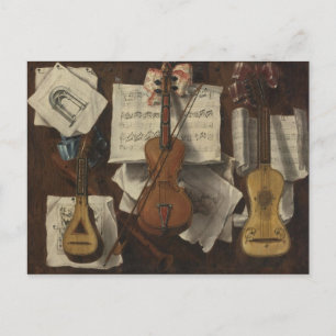 Carte Postale Sebastiano Lazzari Trompe - Violon et Notes de Mus