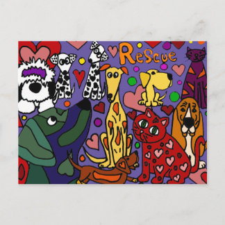 Carte Postale Secourt amusante Animaux de compagnie Aimer Art Ab