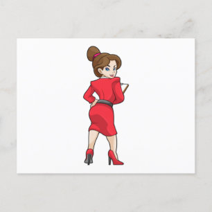Carte Postale Secrétaire en robe avec talons hauts