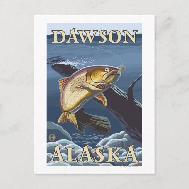 Carte Postale Section de la pêche à la truite - Dawson (Alaska) (Devant)