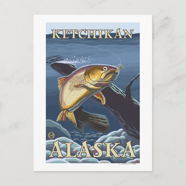 Carte Postale Section de la pêche à la truite - Ketchikan, (Devant)