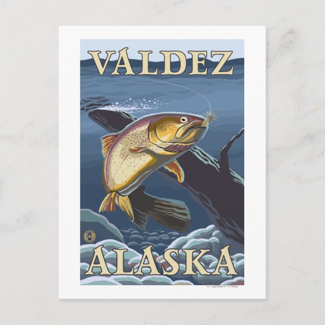 Carte Postale Section de la pêche à la truite - Valdez (Alaska) (Devant)