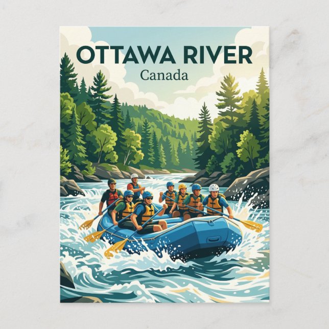 Carte Postale Section de rafting en eaux vives de la rivière des (Devant)