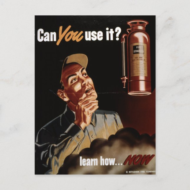 Carte Postale Sécurité des extincteurs de la Seconde Guerre mond (Devant)