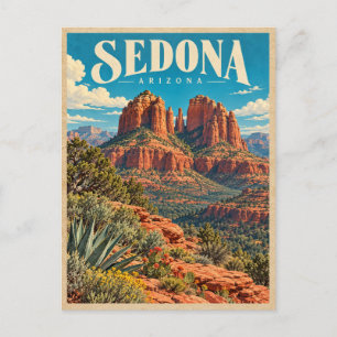 Carte Postale Sedona Arizona Vintage Red Rocks Voyage Scénique