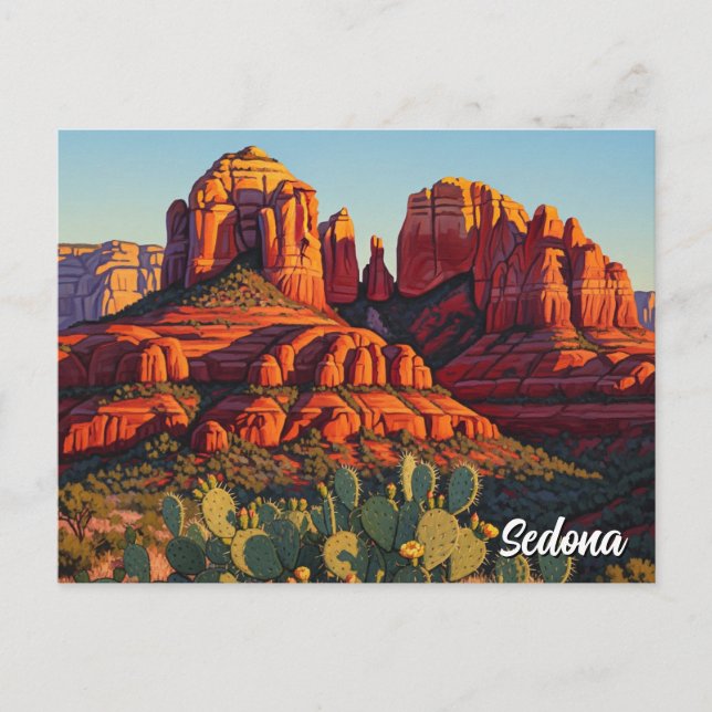 Carte Postale Sedona Arizona Voyage Vintage Cactus (Devant)