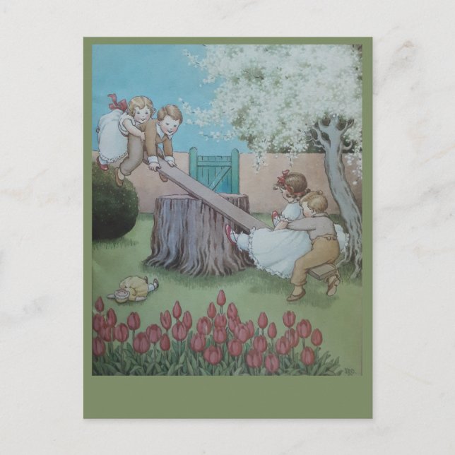 Carte Postale Seesaw Margery Daw nursery rhyme (Devant)