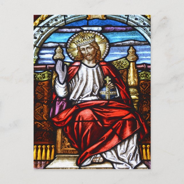 Carte Postale Seigneur Jésus sur le trône vitrail (Devant)