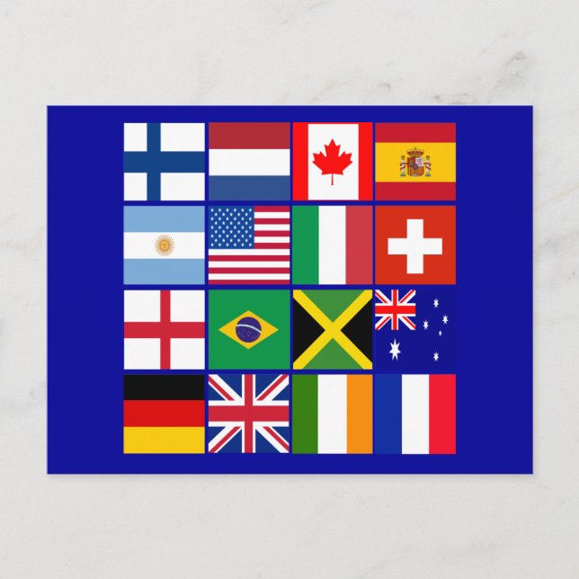 Carte Postale Seize drapeaux de beaucoup de nations T-shirts, Mu (Devant)