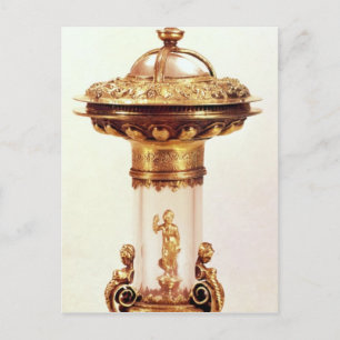 Carte Postale Sel debout, cristal de roche avec argent doré