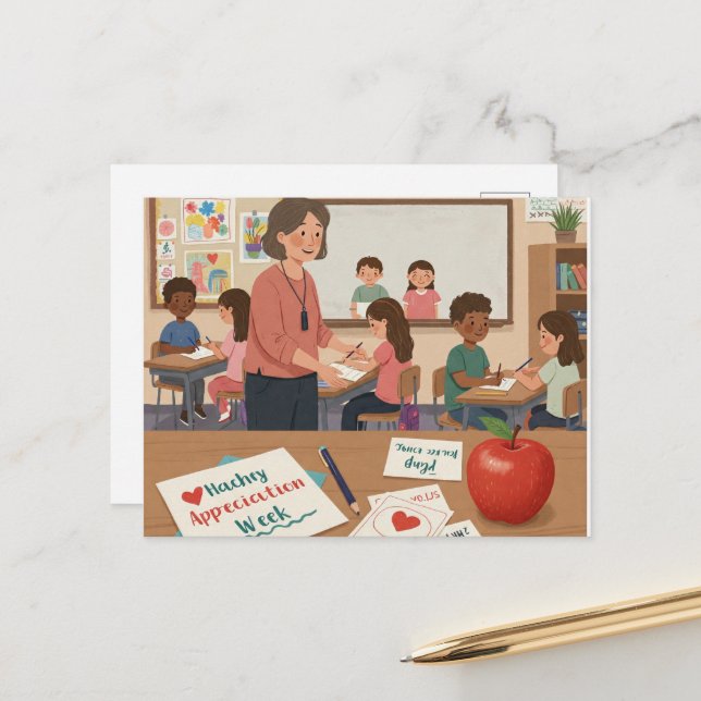 Carte Postale Semaine d'appréciation des enseignants (Devant/Arrière en situation)