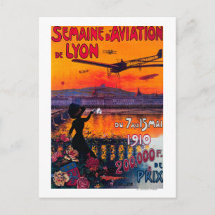 Carte Postale Semaine d'Aviation De Lyon Poster vintage