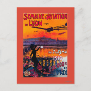 Carte Postale Semaine d'Aviation De Lyon Poster vintage