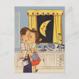 Carte Postale S'embrasser sur les plats