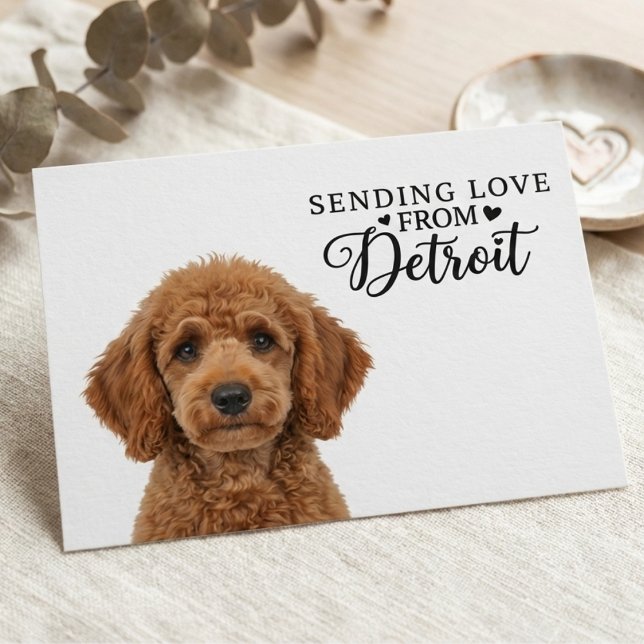 Carte Postale Sending Love From Detroit Postcard (Make Your Dog a Detroit Icon.)