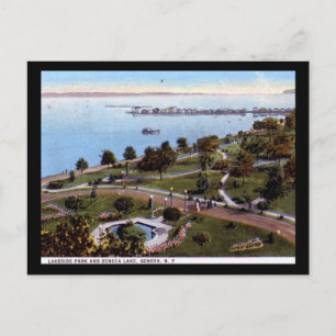 Carte Postale Seneca Lake & Park, Genève NY 1928 Vintage