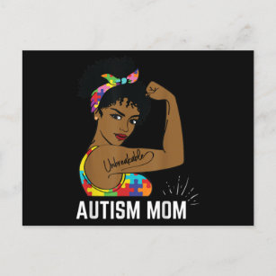 Carte Postale Sensibilisation sur l'autisme Forte Maman Afro Mèr