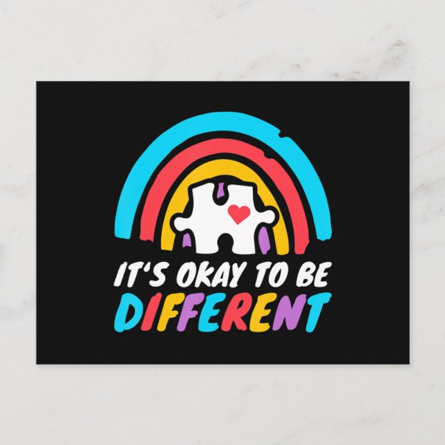 Carte Postale Sensibilisation sur l'autisme Puzzle pièce Rainbow (Devant)