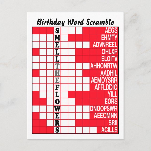 Carte Postale Sentez le mot Fleurs (Devant)