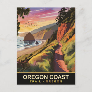 Carte Postale sentier de la côte de l'Oregon, Oregon, Voyage