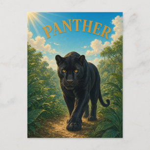 Carte Postale Sentier de la jungle de la panthère Watercolor Geo
