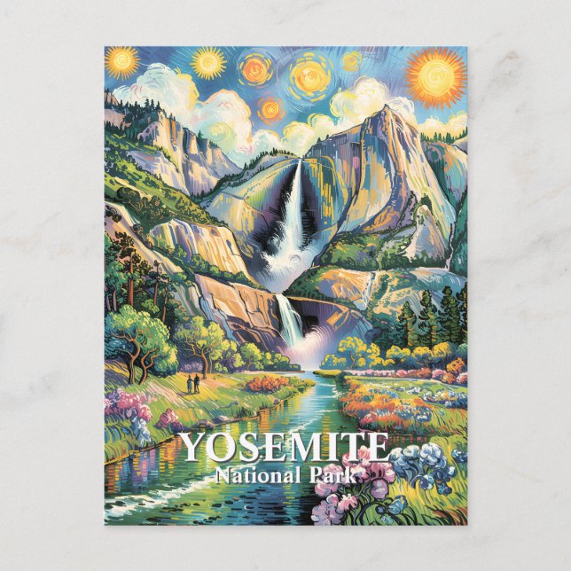 Carte Postale Sentier de randonnée de la cascade d'eau printaniè (Devant)